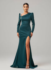 Dark Green Long Sleeve Mermaid Split Dress GM00676