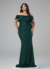 Plus Size Off Shoulder Sequin Mermaid Dress PWY108