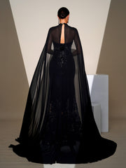 Cape Sleeve Mermaid Sequin Formal Dress DH80100