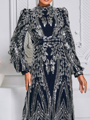 Long Sleeve Sequin Traditional Dress RJ0068