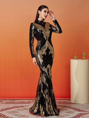 Stand Collar Sequin Prom Dress XJ1579