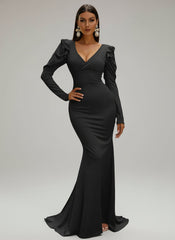 Puff Sleeve Mermaid Maxi Dress M02080