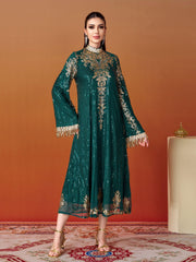 Stand Collar Bell Sleeve Sequin Dress MES00344