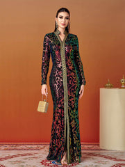 Long Sleeve Mermaid Sequin Maxi Dress MES00427