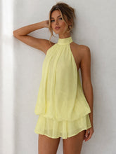 Halter Neck Ruffle Layered Mini Dress XF251328