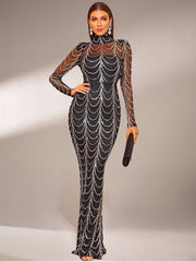 See-through Ripple Cocktail Dress M0032