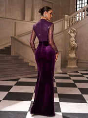 Keyhole High Neck Sequin Evening Dress SL30242