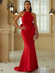 Appliqued Floral Backless Mermaid Dress XJ1440
