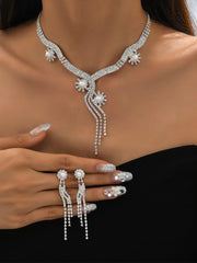 Sparkling Pearl Drop Crystal Necklace Set MSE00137