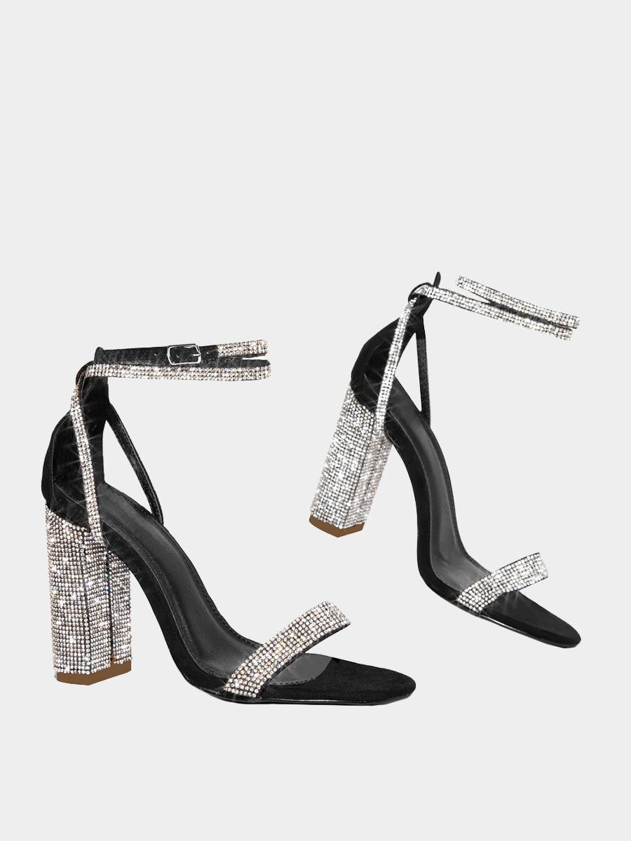 Rhinestone Chunky High Heels MHE4927