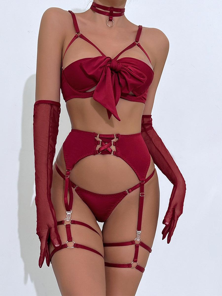 Sexy Garter Hollow Sexy Lingerie Four-piece Set MSL041