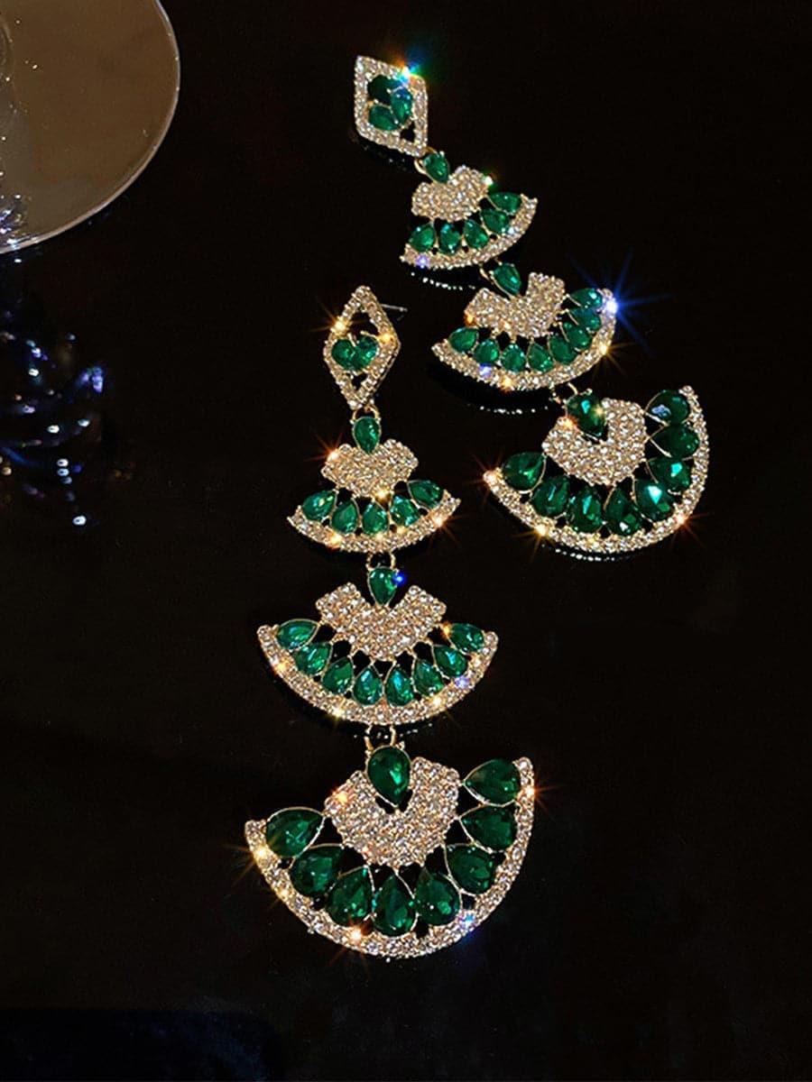 925 Silver Pin Stone Fan Earrings MSE100704
