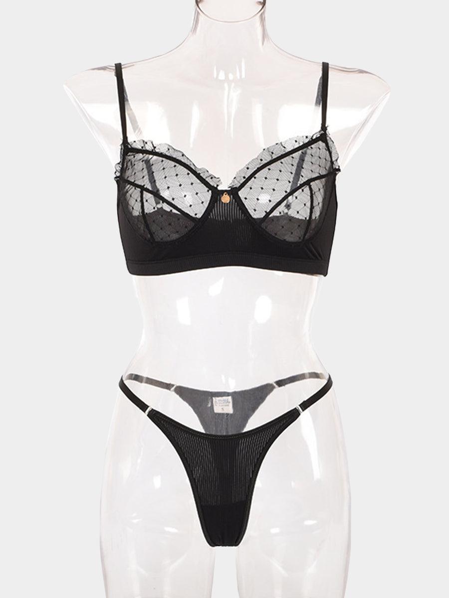 Lace Underwire Mesh Sexy Lingerie Set MSL044