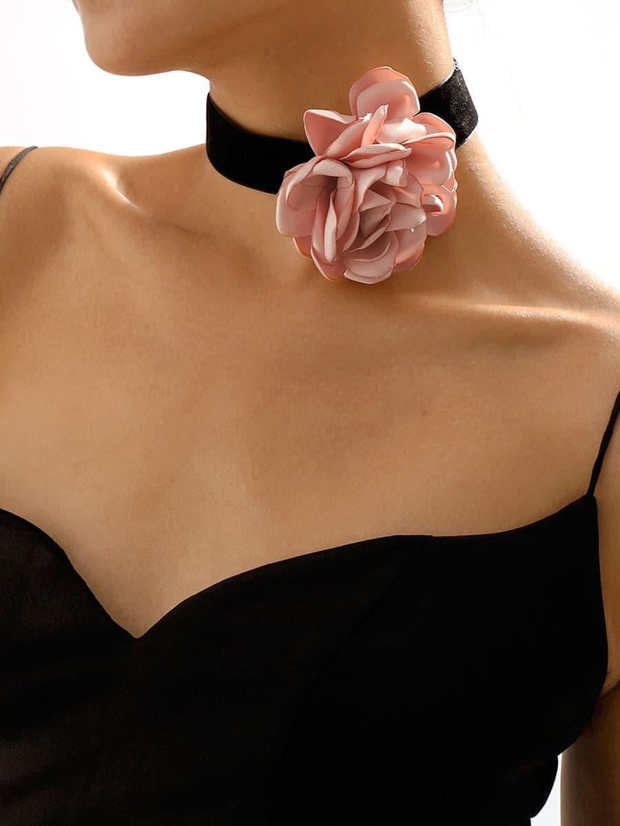 Serving Chic Style Rosette Flower Choker Necklace MSE00167