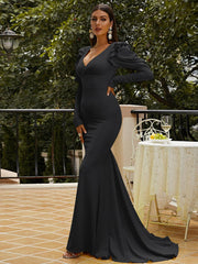 Puff Sleeve Mermaid Maxi Dress M02080