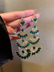 925 Silver Pin Stone Fan Earrings MSE100704
