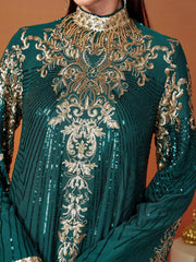 Stand Collar Bell Sleeve Sequin Dress MES00344
