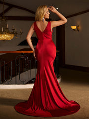 Red Knot Backless Mermaid Evening Dress RJ12099
