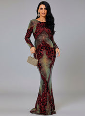 Graphic Sequin Mermaid Fromal Dress FT19747