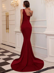 One Shoulder Cutout Wedding Guest Dress MS011