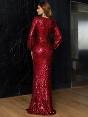 V-neck Split Sequin Wedding Guest Dress M01207