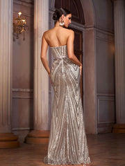 Strapless Mermaid Sequin Formal Dress With Belt DH80224