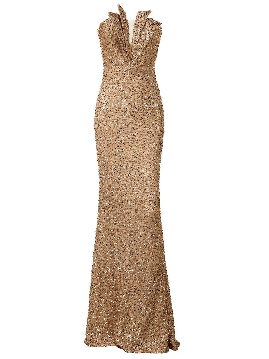 Strapless Folds Glitter Mermaid Prom Dress XJ978
