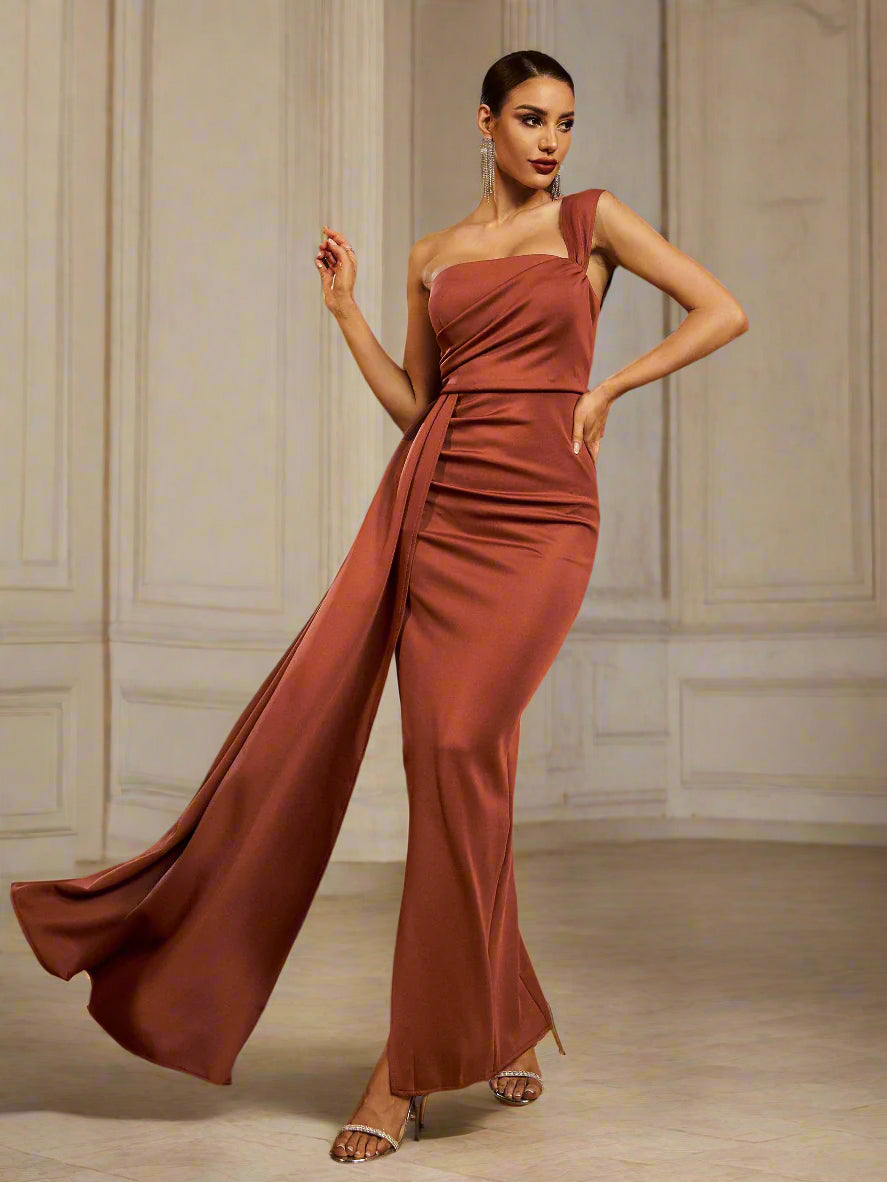 Draping Maxi Prom Dress XJ1050
