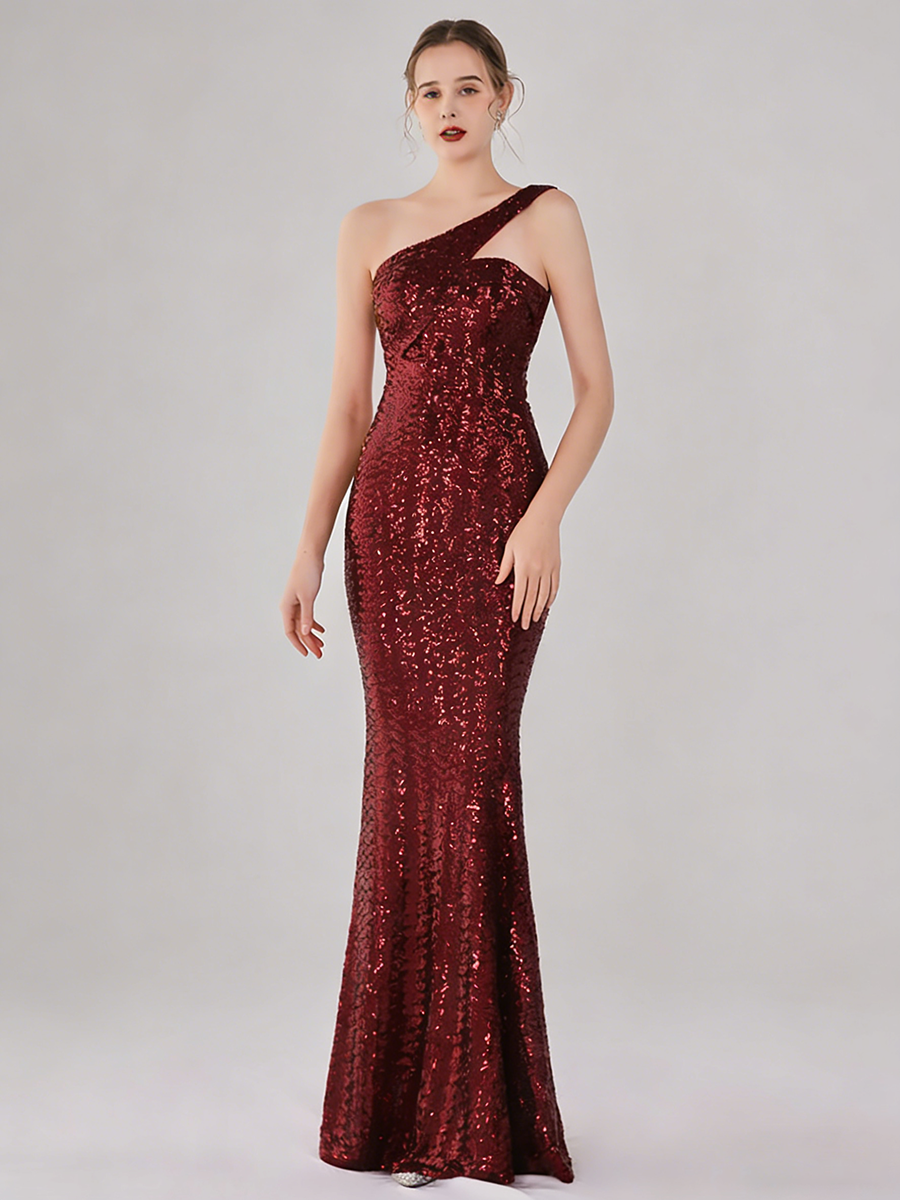 Tiffany One Shoulder Sequin Mermaid Cocktail Dress