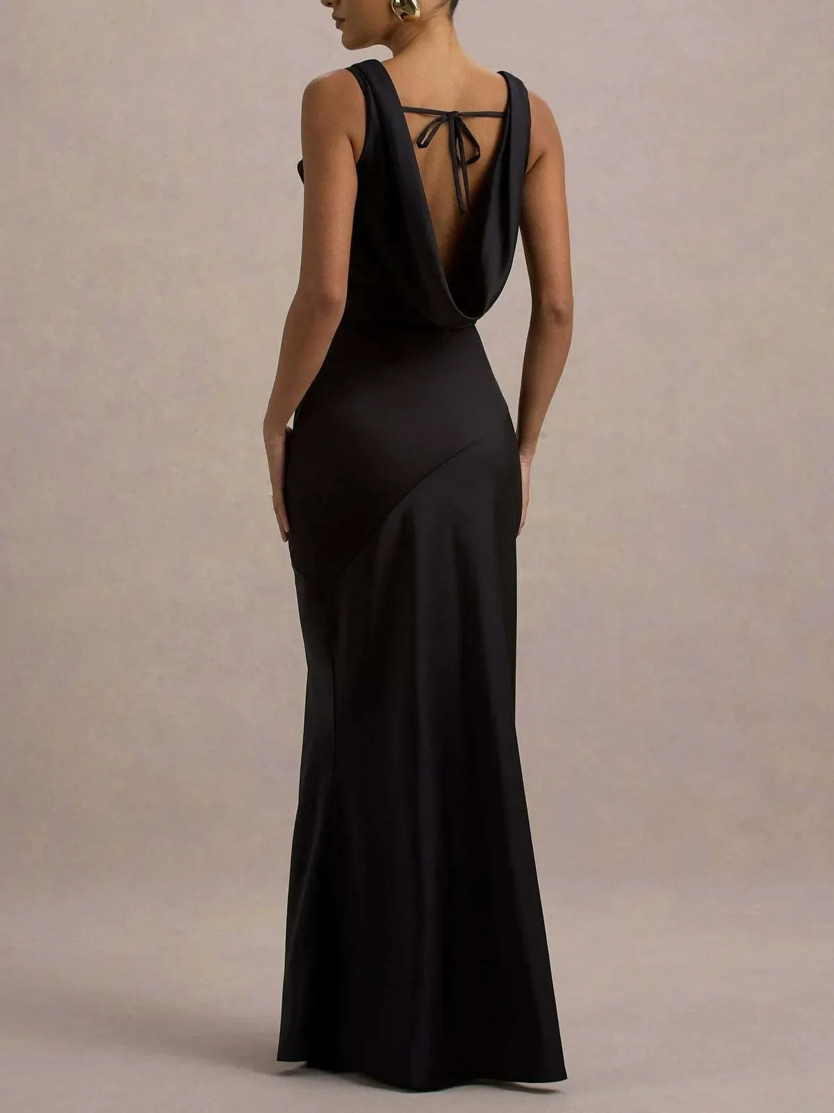 Elegant Cowl Neck Satin Mermaid Formal Evening Dress