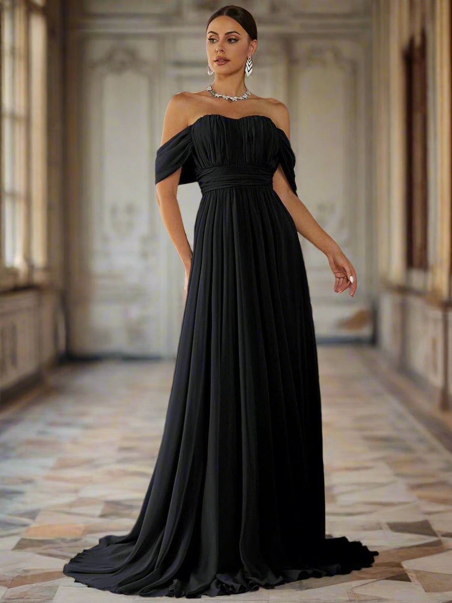 Off Shoulder Ruched Evening Dress RJ10007