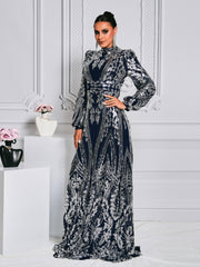 Long Sleeve Sequin Traditional Dress RJ0068