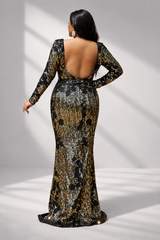 Plus Size Formal Cut Out Sequin Dress PRY40045