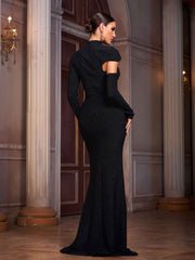 Sexy Cut-out Black Mermaid Evening Dress RH30715