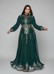 Plus Stand Collar Sequin A-line Dress PMES00341