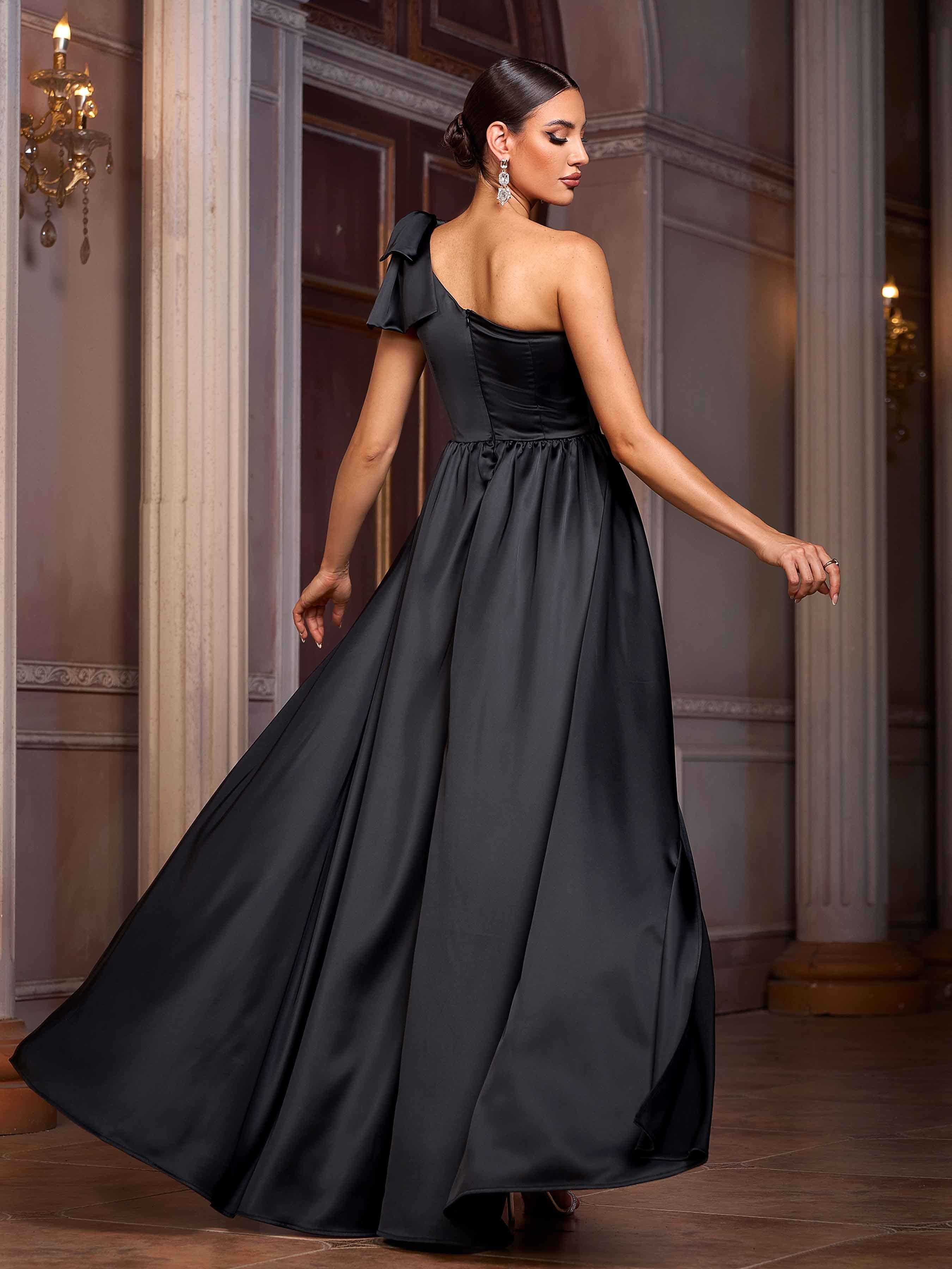 Black Sequin Floral Cape Prom Dress GM01051