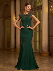 Green Chain See-through Elegant Wedding Guest Dress RX70326
