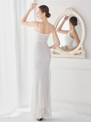 Spaghetti Mermaid Sequin Elegant Bridal Dress M02037