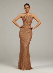 Strapless Folds Glitter Mermaid Prom Dress XJ978