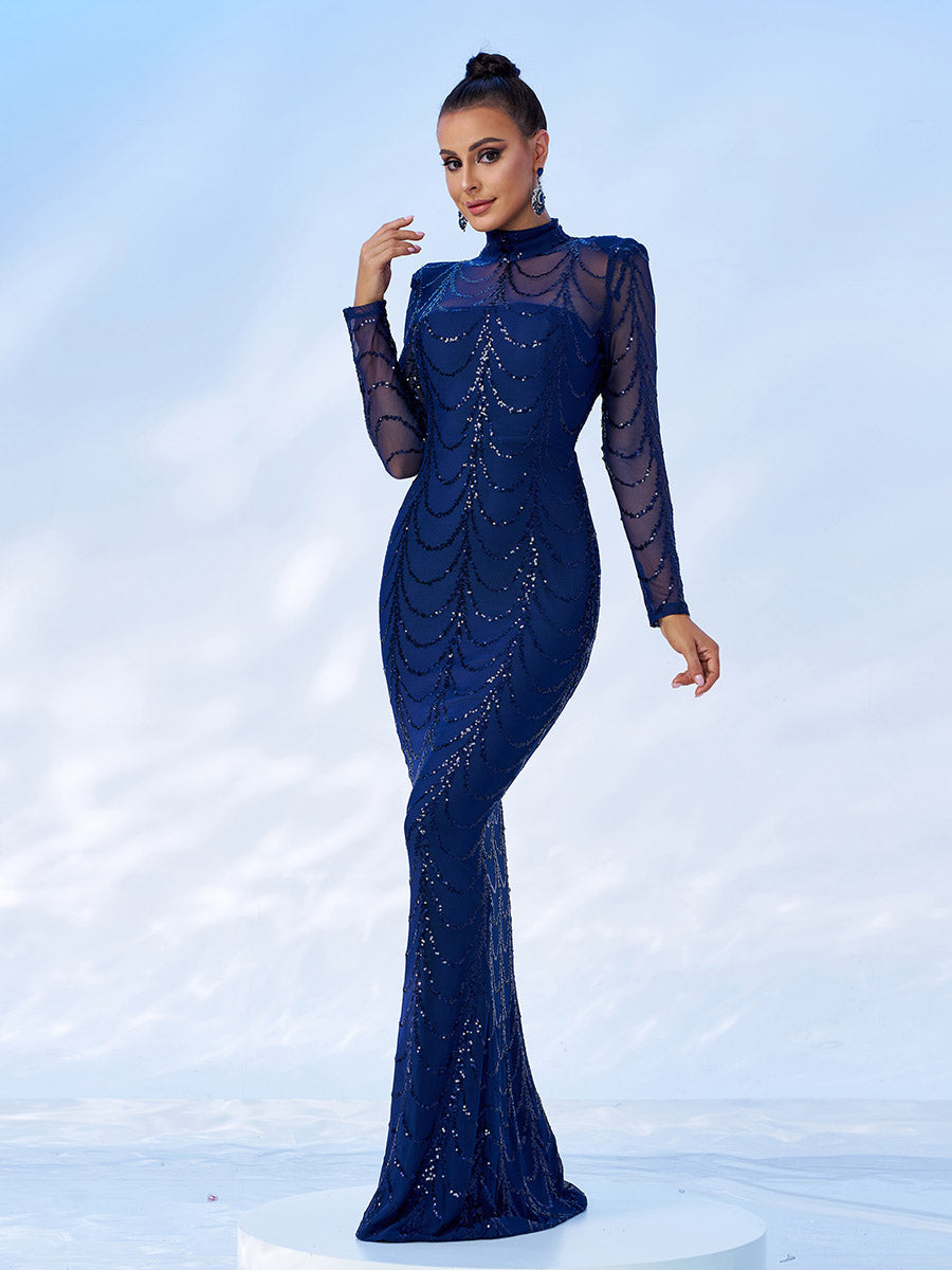 See-through Ripple Cocktail Dress M0032