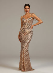 Glam Sequin Spaghetti Strap Formal Dress GM90156