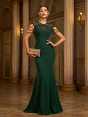 Green Chain See-through Elegant Wedding Guest Dress RX70326