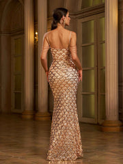 Glam Sequin Spaghetti Strap Formal Dress GM90156
