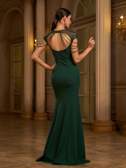 Green Chain See-through Elegant Wedding Guest Dress RX70326