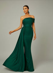 Draping Emerald Green Dress XH2158