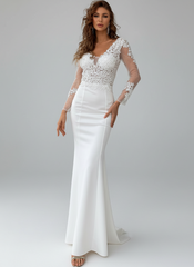 Long Sleeve Lace Elegant Bridal Dress M01592