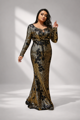 Plus Size Formal Cut Out Sequin Dress PRY40045