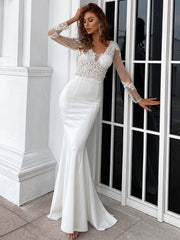 Long Sleeve Lace Elegant Bridal Dress M01592