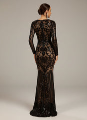 Long Sleeve Sequin Formal Dress FT8578