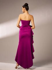 Strapless Knot Asymmetric Prom Dress RJ12016